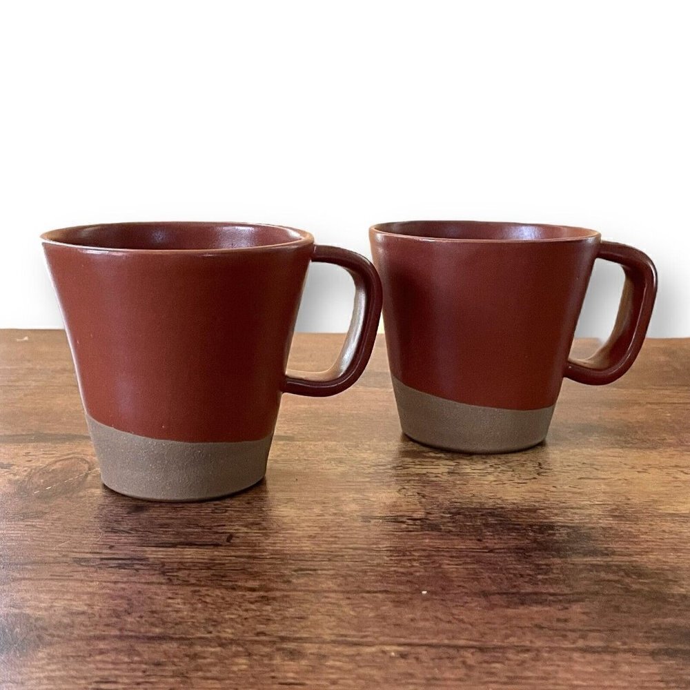Settle Ceramics Wander Americano Mugs 2 8 oz Burnt Earth Stoneware Coffee Cups
